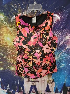 Lands' End Swim Tank with Pink & Orange Floral Design